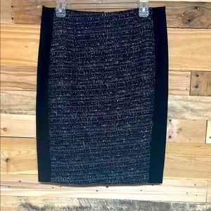 White House Black Market size 10 Black, Blue, White, Purple, and Silver Skirt